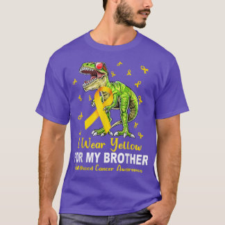 Bära Gult för min broderbarnscancer Dinosa T Shirt