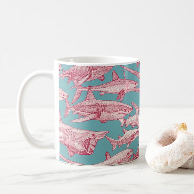 bara hajar viva magenta turkos kaffemugg (Med munk)