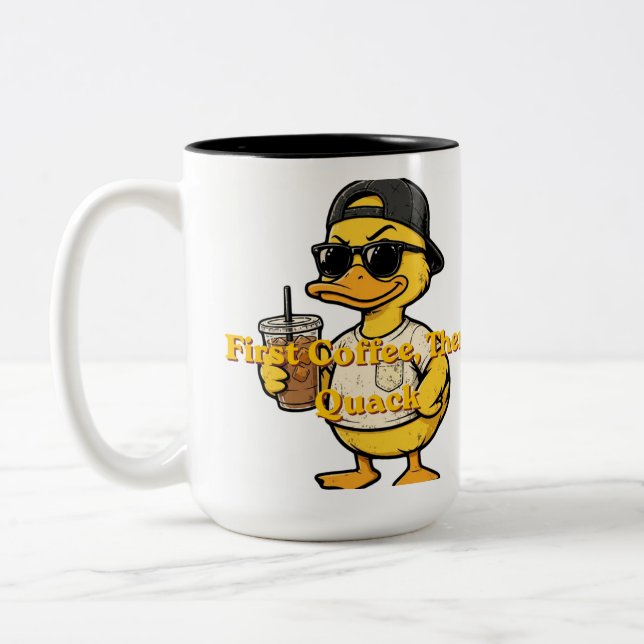 Bara håll kvackandet Söt anka med kaffe Två-Tonad Mugg (Vänster)