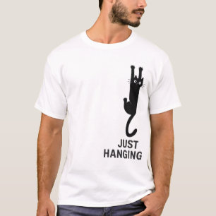 Bara Hängande Katt – Rolig Klättrande Svart Katt T Shirt
