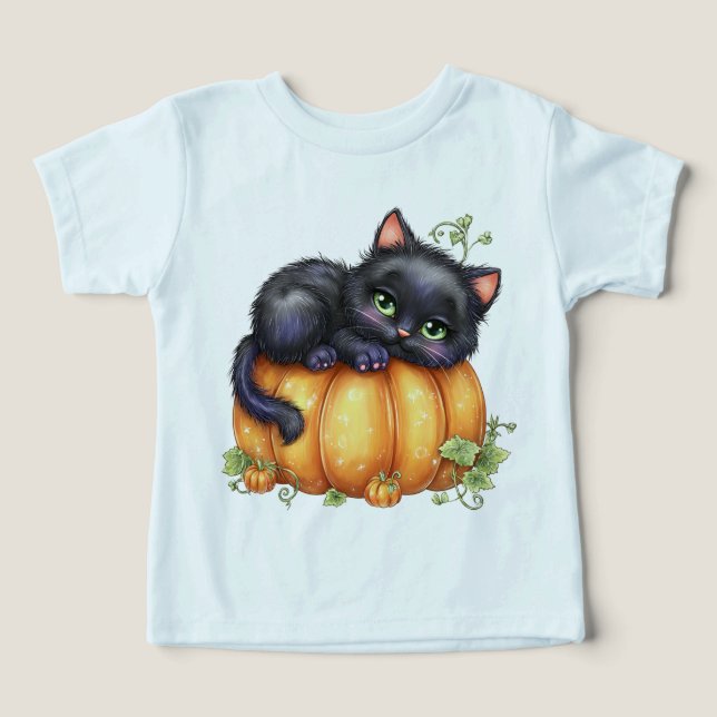 Bara hängande runt, återställ kattungen i Pumpkin T Shirt (Design Framsida)