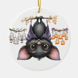 Bara hängande runt, Fladdermus Julgransprydnad Keramik