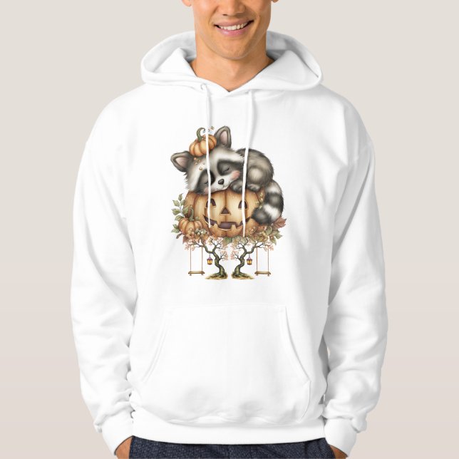 Bara hängande runt, Sömnig Racoon Hoodie (Framsida)