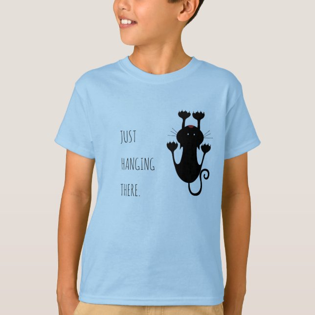 Bara hänger där svart tecknad lustig text t shirt (Framsida)