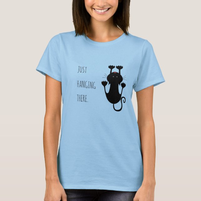 Bara hänger där svart tecknad lustig text t shirt (Framsida)