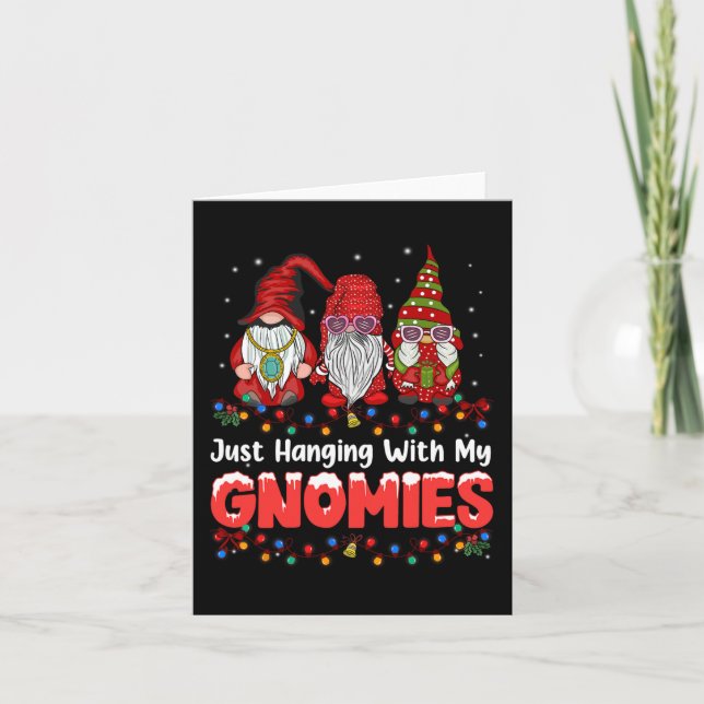 Bara Hänger Med Mina Tomtar Pyjamas Söt Tomte Jul Kort (Framsida)