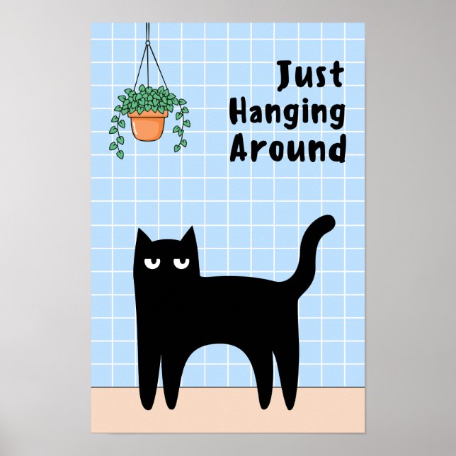 Bara Hänger Runt Rolig Katt Badrum Väggkonst (Framsidan)