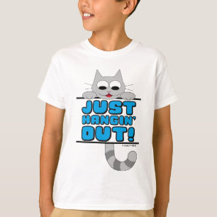 BARA HÄNGIN! Cute Tecknad Cat T Shirt