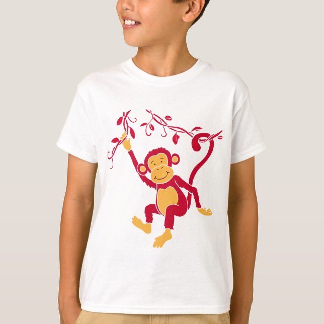 Bara hängning av funkyns röda monkey-grafik t-shirt (Framsida)