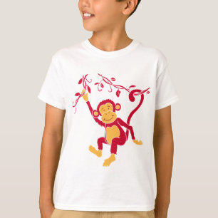 Bara hängning av funkyns röda monkey-grafik tee