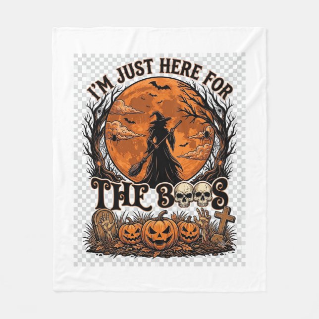 Bara här Boos Halloween Häxa Måne Pumpa_1 Fleecefilt (Framsidan)
