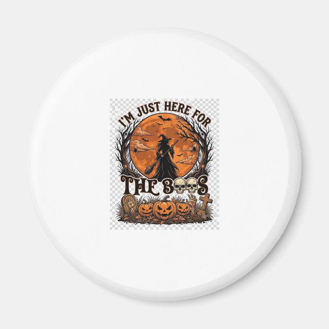 Bara här Boos Halloween Häxa Måne Pumpa_1 Magnet (Framsidan)