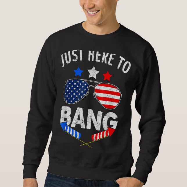 Bara här för att bang American Flagga Fireworks 4: Lång Ärmad Tröja (Framsida)