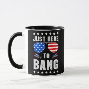 Bara här för att bang amerikanska Flagga Glass 4 j Mugg