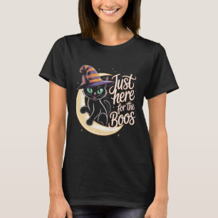 Bara här för Boos Funny Black Cat T-Shirt   C