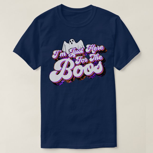Bara här för Boos Funny Ghost Leopard HallSKAD T Shirt (Design framsida)