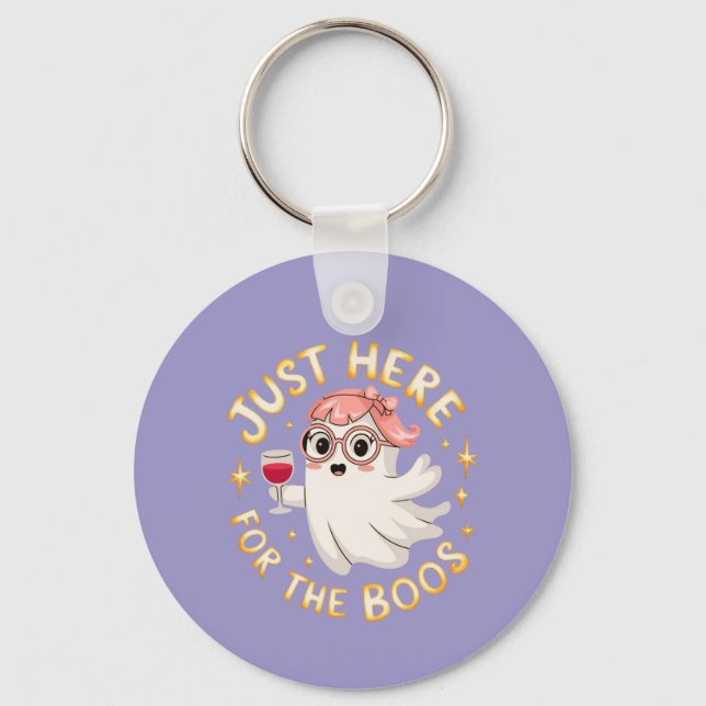 Bara här för Boos - Funny Halloween Ghost Nyckelring (Framsida)