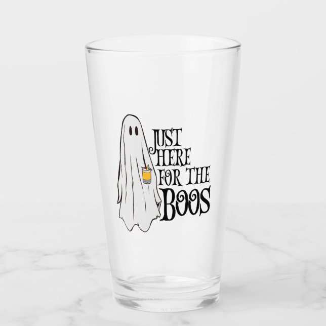 Bara här för Boos Halloween Beer Glass Glaskopp (Framsida)