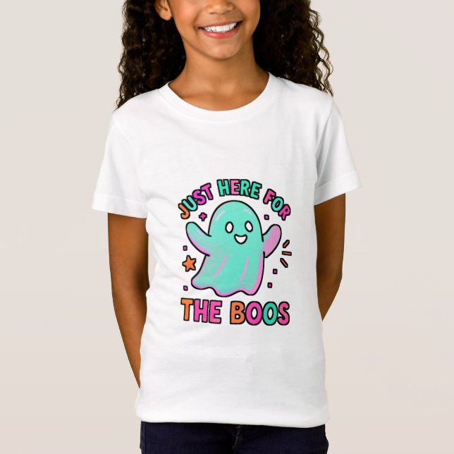Bara här för Boos Playful Ghost Halloween-festen T Shirt (Framsida)