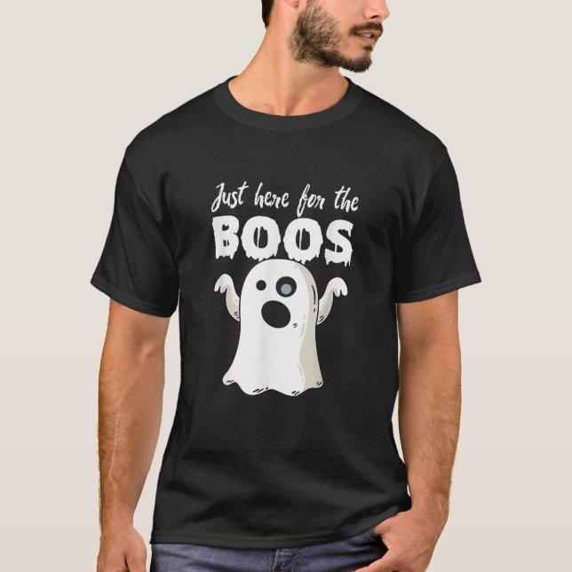 Bara här för Boos Scary Boo Ghost Costume Hal T Shirt (Framsida)