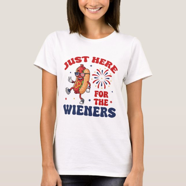 Bara här för korvarna, Retro Hot Dog BBQ T Shirt (Framsida)