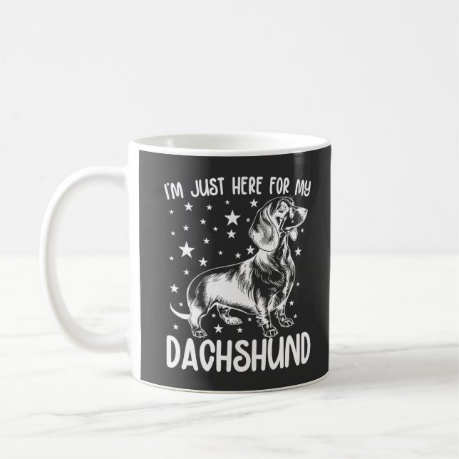 Bara här för min Dachshund hundälskare Cool födels Kaffemugg (Vänster)