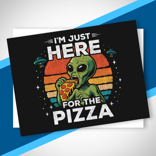 Bara här för Retro-Rymd Pizza Rolig Alien Helg Vykort (Skapare uppladdad)