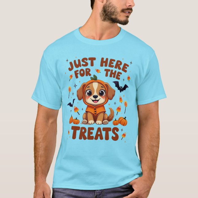 Bara här för Treats Halloween T Shirt (Framsida)