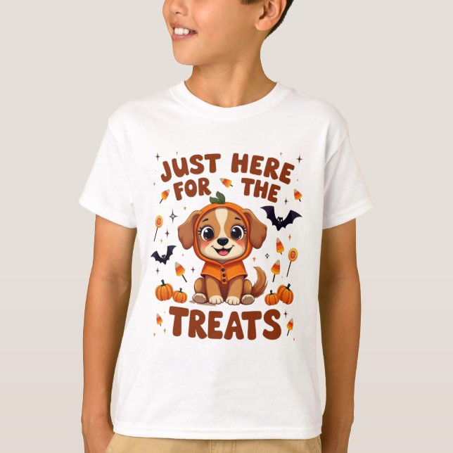 Bara här för Treats Halloween T Shirt (Framsida)