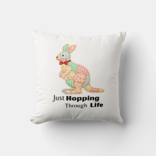 Bara Hoppar Genom Livet Känguru Design Kudde (Framsida)