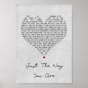 Bara hur du är Grått Heart Sång Lyric-utskrift Poster