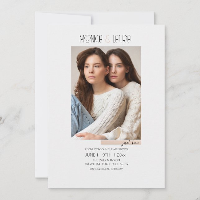 Bara inbjudan till fotobröllop i Kärlek (Framsida)