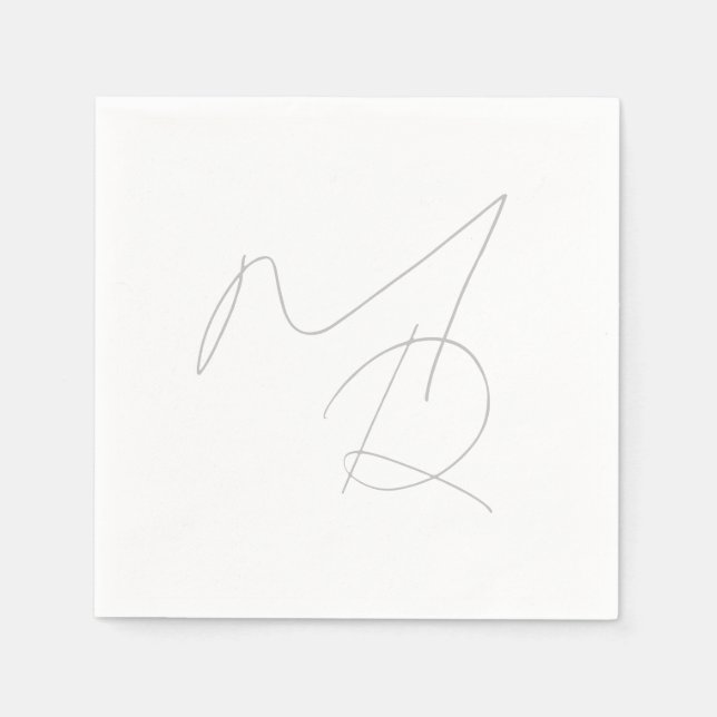 Bara Initialer... Enkelt tunt Monogram Pappersservett (Framsidan)