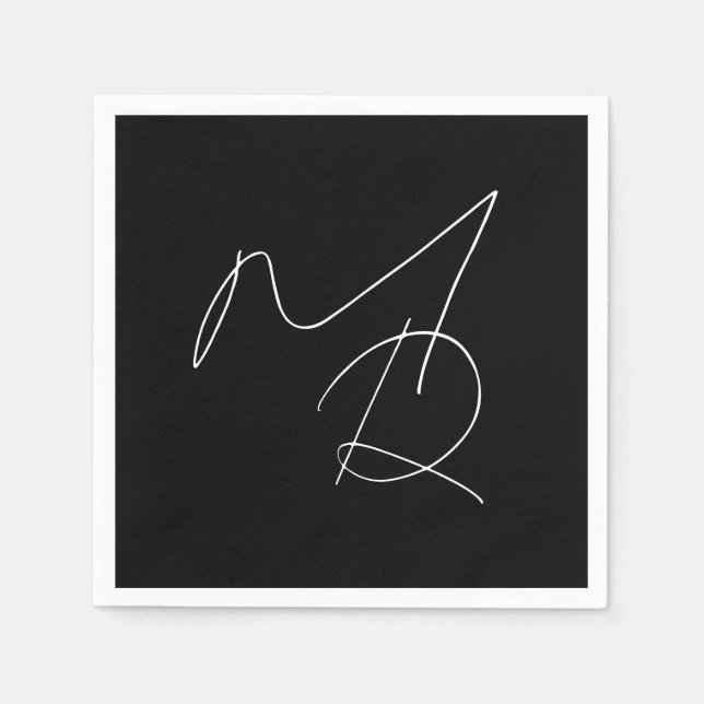 Bara Initialer... Enkelt tunt skriptmonogram Pappersservett (Framsidan)