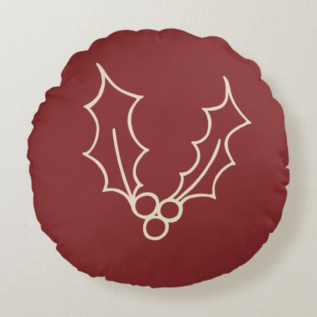 Bara julsamling - Holly Rund Kudde (Framsidan)