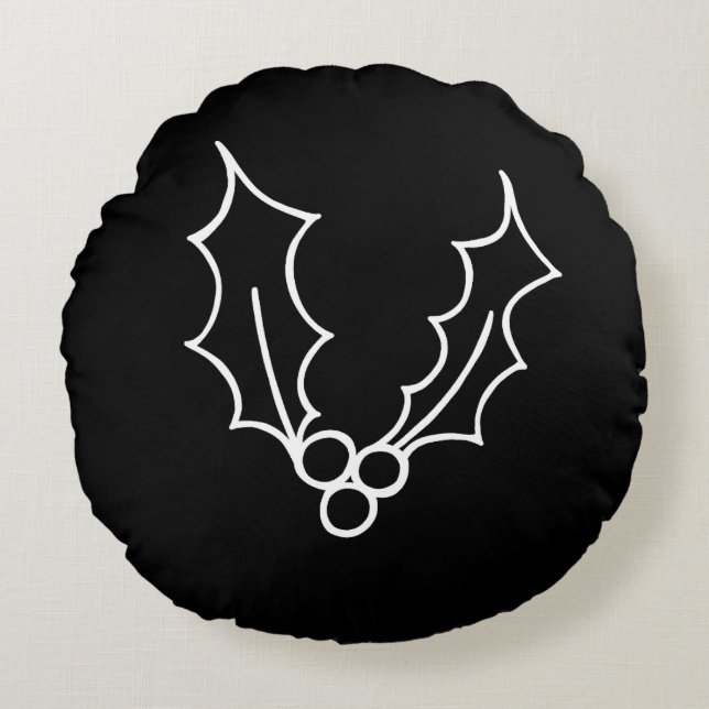 Bara julsamling - Holly Rund Kudde (Framsidan)