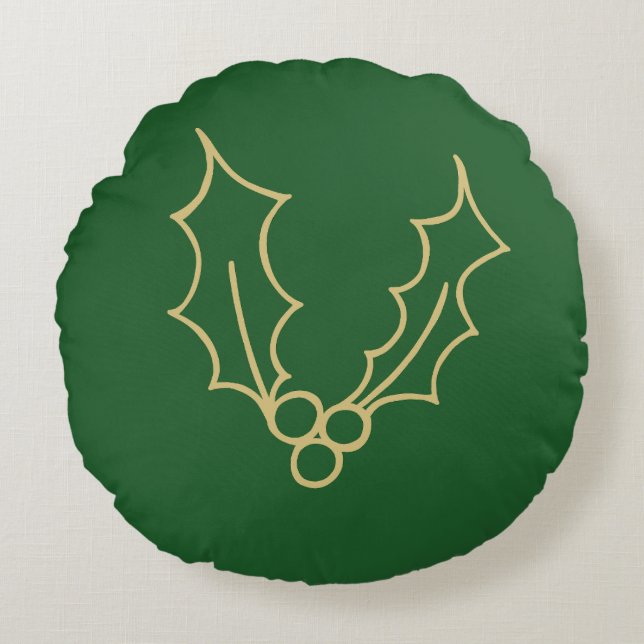 Bara julsamling - Holly Rund Kudde (Framsidan)