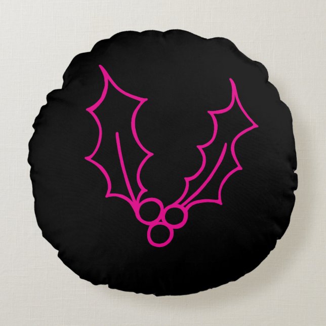 Bara julsamling - Holly Rund Kudde (Framsidan)