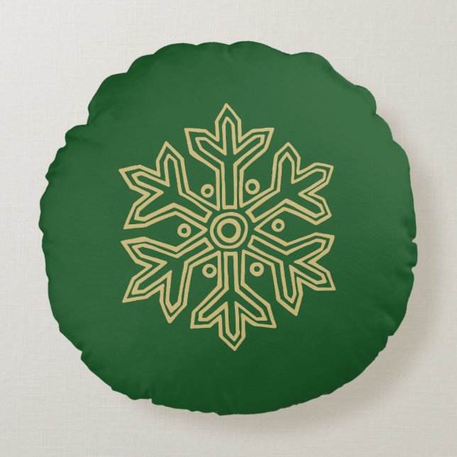 Bara juluppbörd - snöflingor rund kudde (Framsidan)