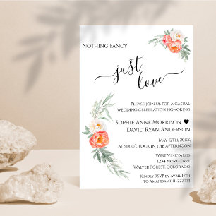 Bara Kärlek Calligraphy Watercolor Blommigt Bröllo Inbjudningar