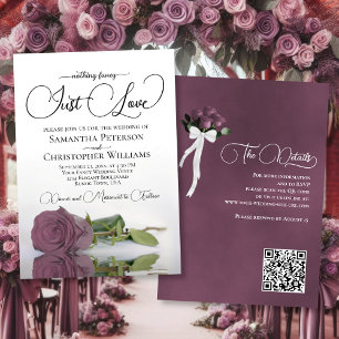 Bara kärlek Chic Dusty Mauve Rose QR-kod Bröllop Inbjudningar