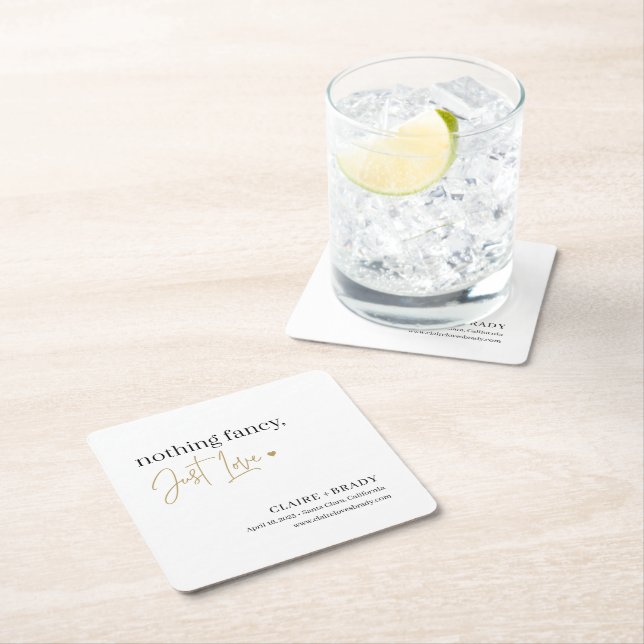 Bara Kärlek EDITABLE FÄRG Bröllop Underlägg Papper Kvadrat (Insitu)