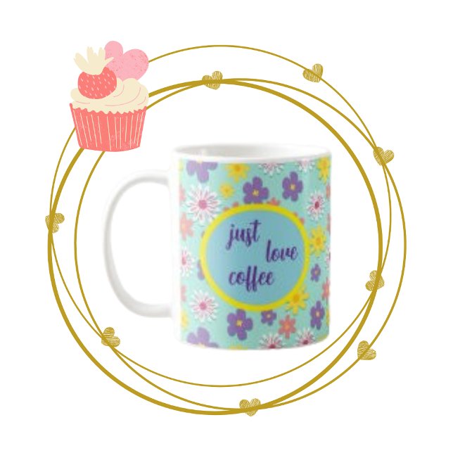 Bara Kärlek kaffe, Lila och Gult Blommigt blomma Kaffemugg (Skapare uppladdad)