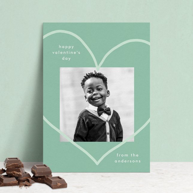 Bara Kärlek Mint Grönt Heart Photo Valentine Day Julkort (Skapare uppladdad)