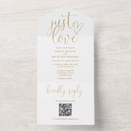 Bara kärlek modern QR-kod chic guldbröllop
