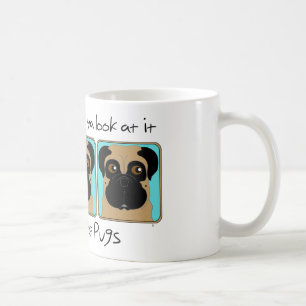 Bara Kärlek Pugs Quote och Funny Pugs Tittar runt Kaffemugg