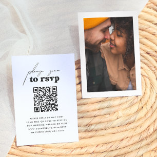 Bara kärlek Retro Groovy Foto QR-kod Bröllop RSVP Tilläggskort