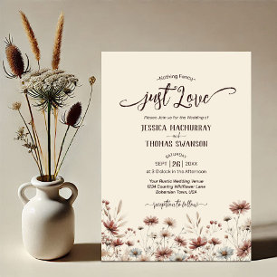 Bara Kärlek! Rustic Boho Chic Wildblommor Bröllop Inbjudningar