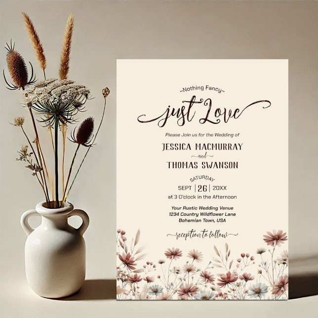 Bara Kärlek! Rustic Boho Chic Wildblommor Bröllop Inbjudningar (Skapare uppladdad)