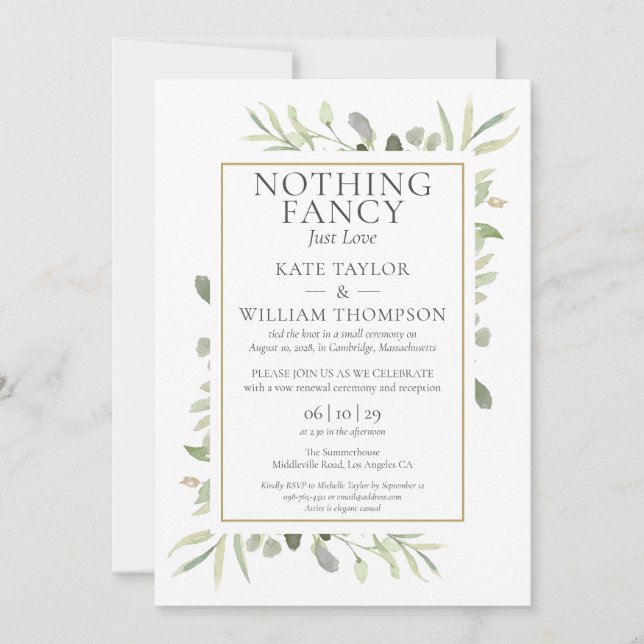 Bara Kärlek Sequel Bröllop ger Greenery Inbjudningar (Framsida)